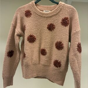 Madewell Pink Floral Embroidered Knit Sweater